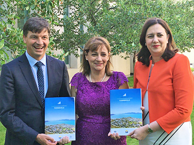From left are Angus Taylor, Jenny Hill and Annastacia Palaszcszuk after the signing of the Townsville City Deal.