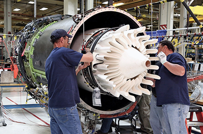 Composites could be developed into one of Australia's manufacturing hotspots. Ceramic fibres can be used in jet turbine engines such as this GE unit. Image: General Electric.